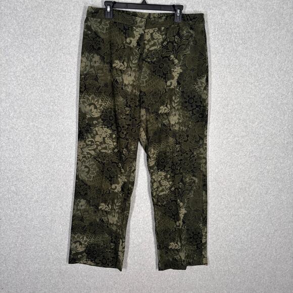 VTG 90s First Option Velvet Pants 16 Floral Lace Forest Hunter Maximalist Luxury - Picture 1 of 10